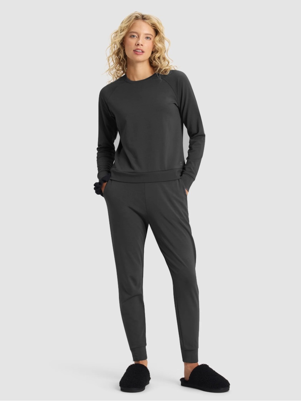 Cozy Earth Women’s Brushed Bamboo Jogger 2 Piece Set Charcoal Small